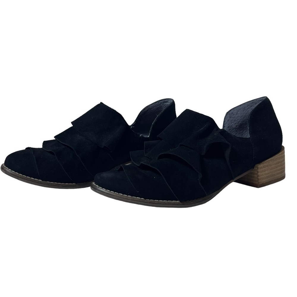 Seychelles Open Mind Suede Ruffle Booties, Black, Size 7